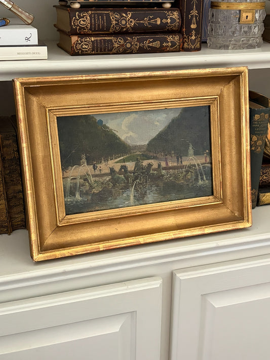 French Oil Painting — “Apollo’s Chariot,” The Bassin d’Apollon at Versailles, Signed Roger Martin