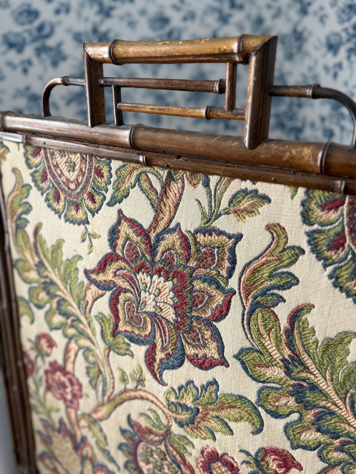 Antique French Bamboo Fire Screen