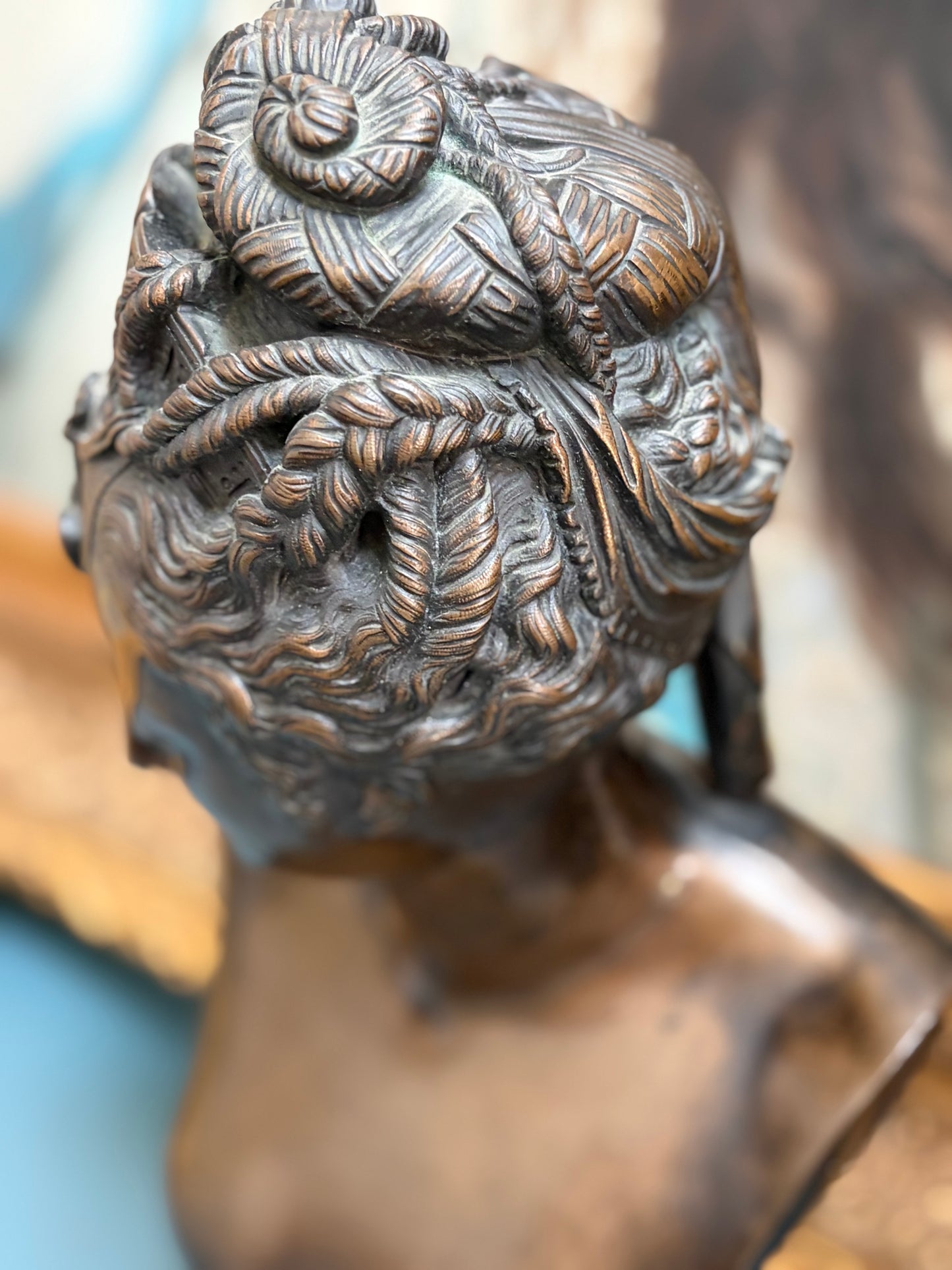 Antique Bronze Bust of Diana the Huntress