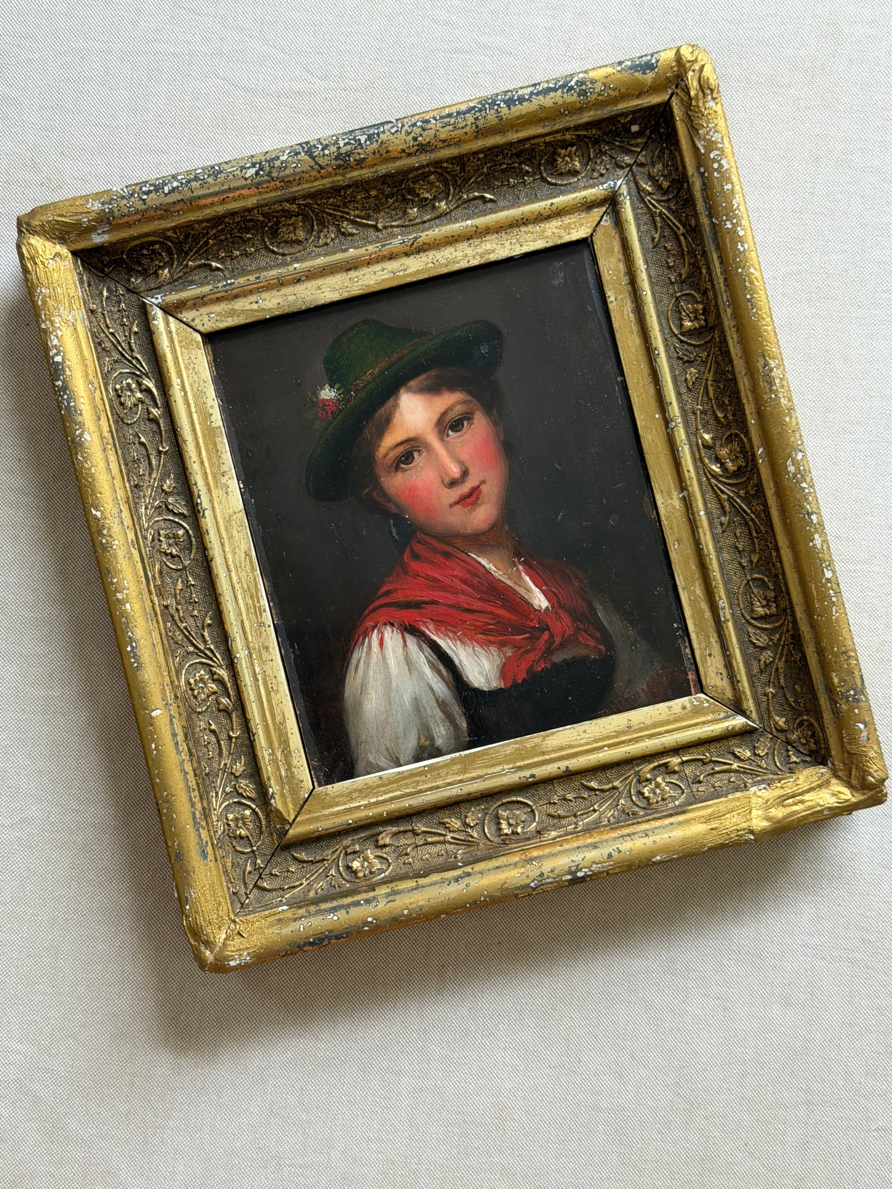 Antique Portrait of a Young Woman in Tyrolean Dress