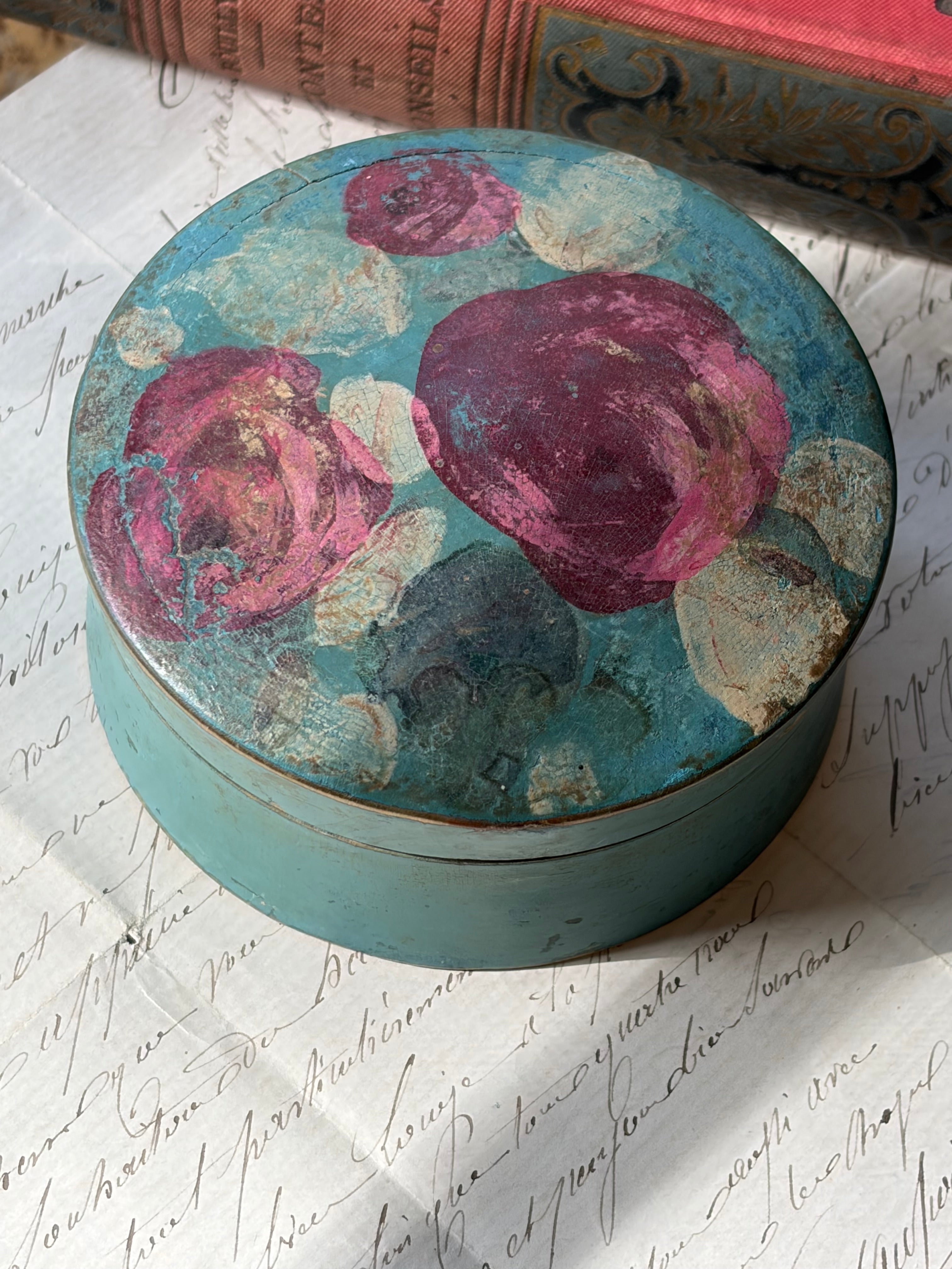 French Hand-Painted Wood Box, Paris Find