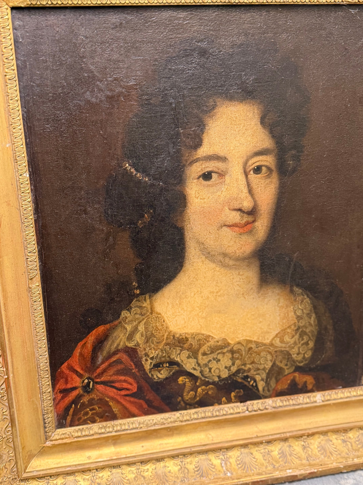Antique French Portrait of a Lady in Gilt Frame