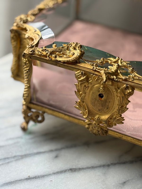 19th Century Dore Bronze & Crystal Casket Box
