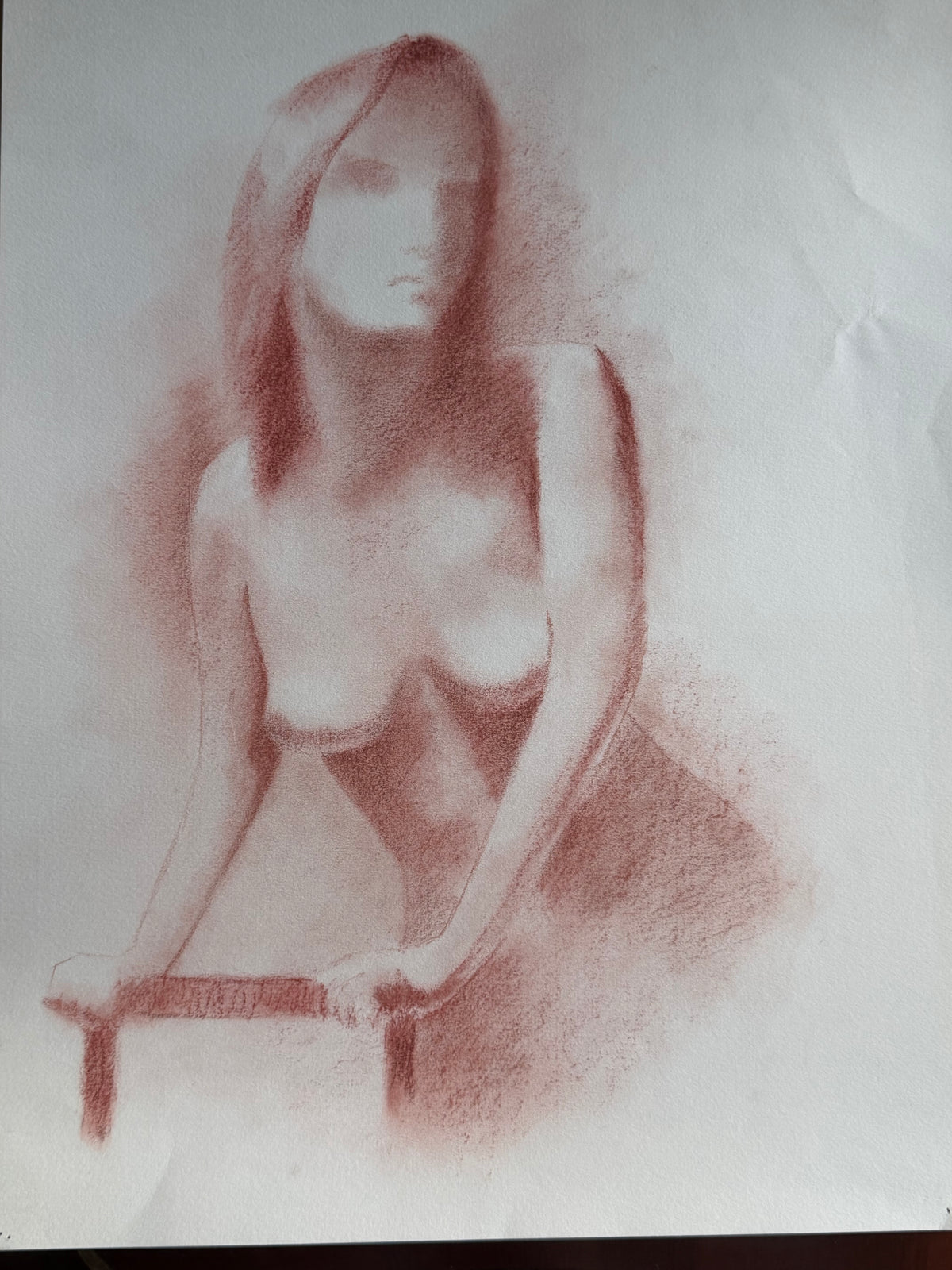 Vintage French Sanguine Nude Figure Study