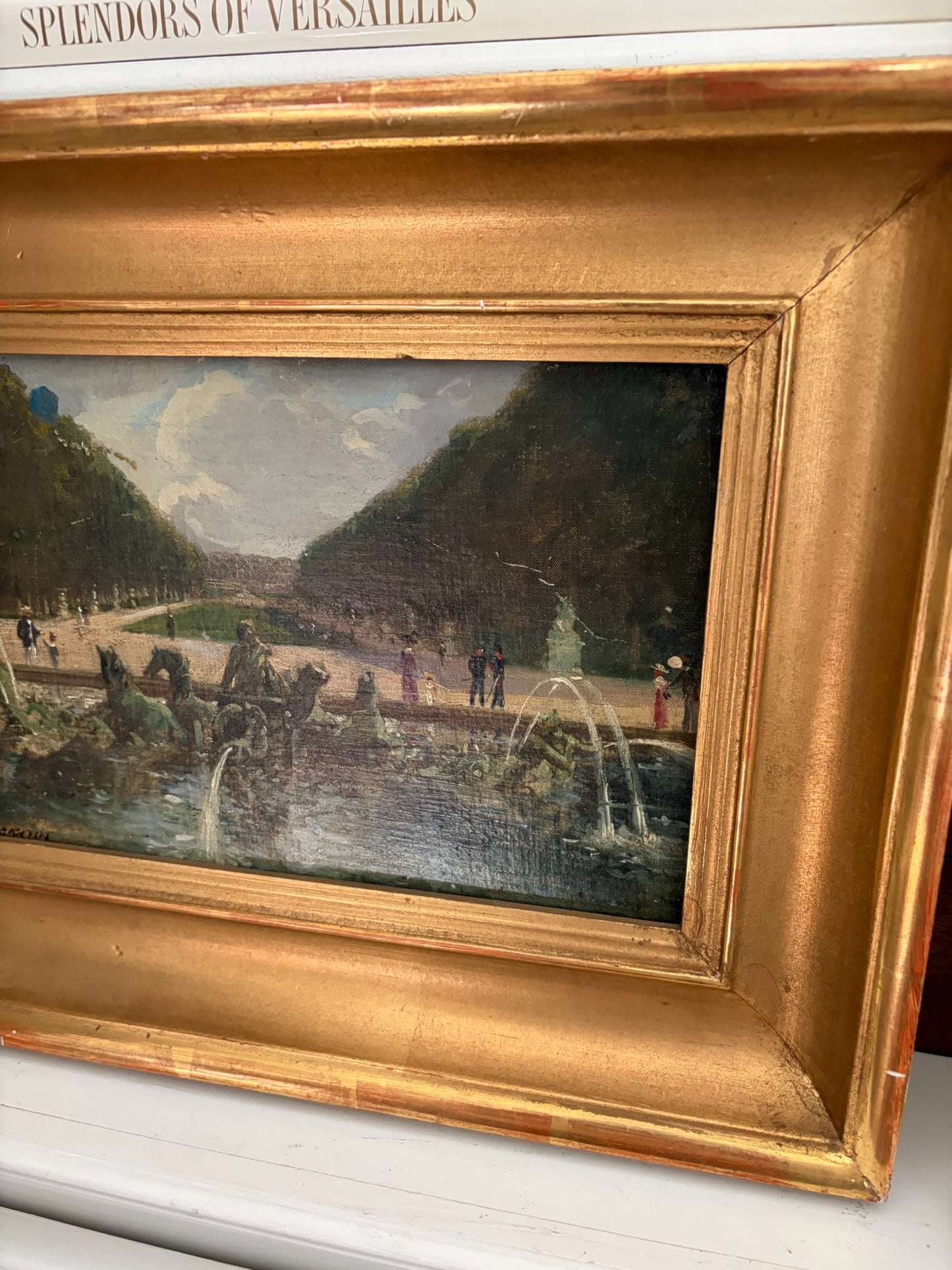 French Oil Painting — “Apollo’s Chariot,” The Bassin d’Apollon at Versailles, Signed Roger Martin