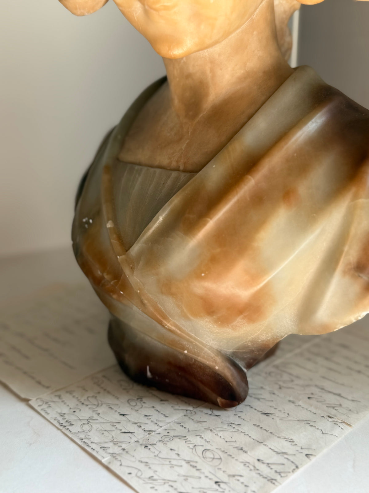 French Alabaster Bust of a Woman
