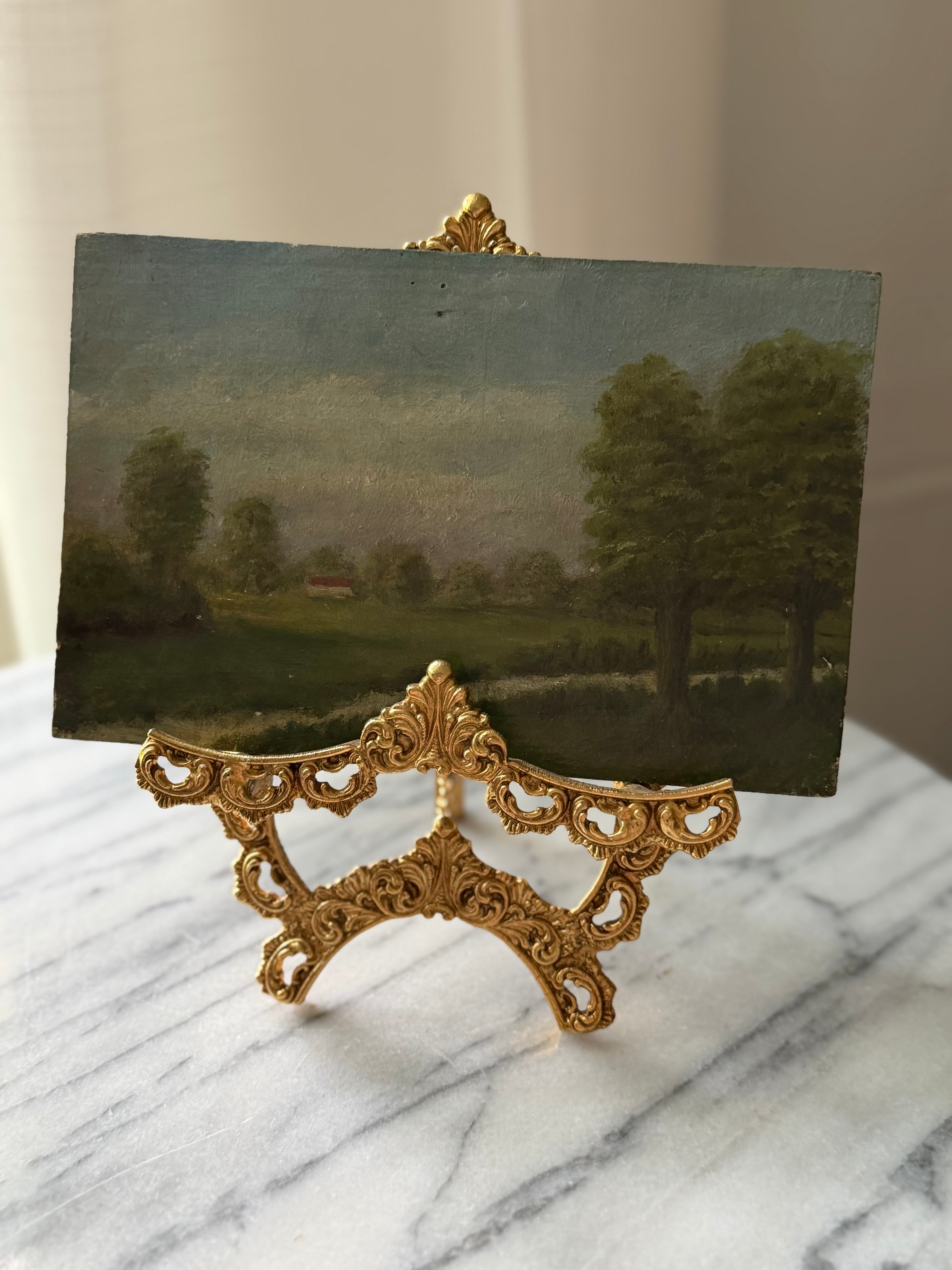 Antique French Oil Landscape on Board