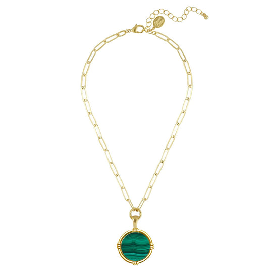 Ida Paperclip Necklace - Malachite