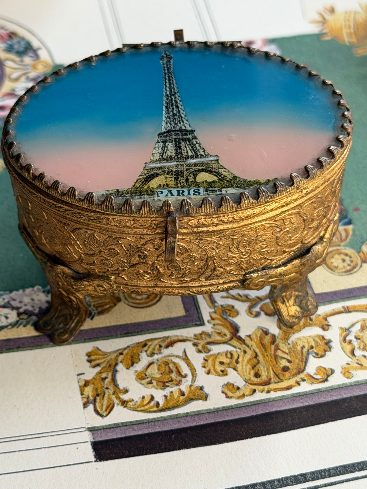 Antique French Eiffel Tower Souvenir Casket