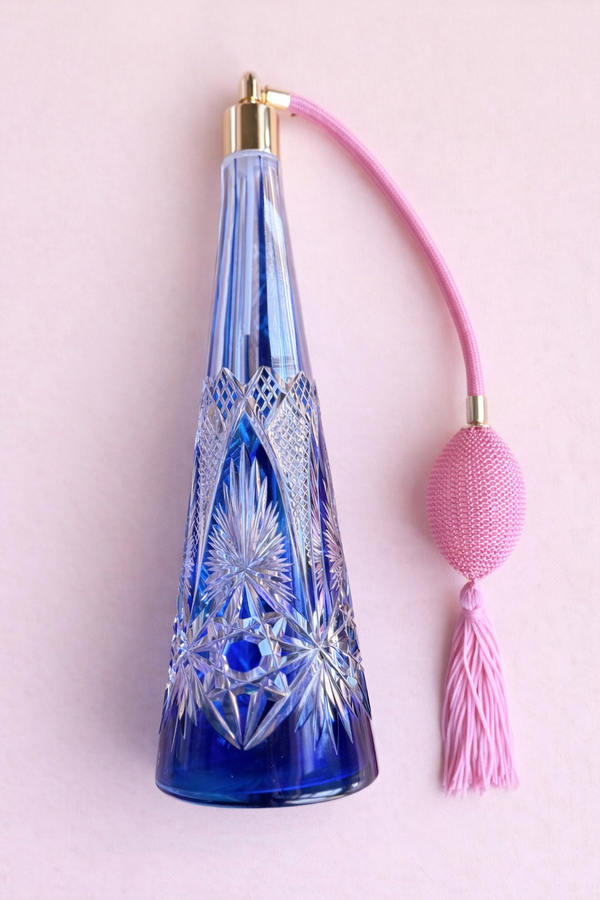 Baccarat Cobalt Overlay Crystal Perfume Atomizer