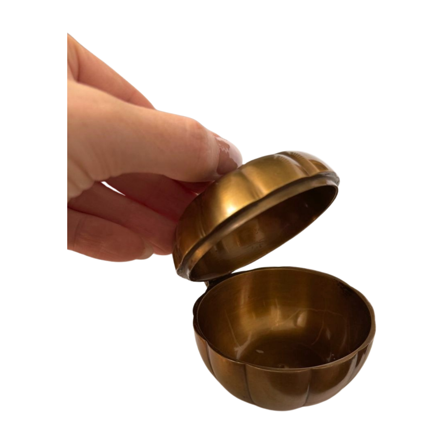 Small Vintage Brass Pumkin Trinket Box