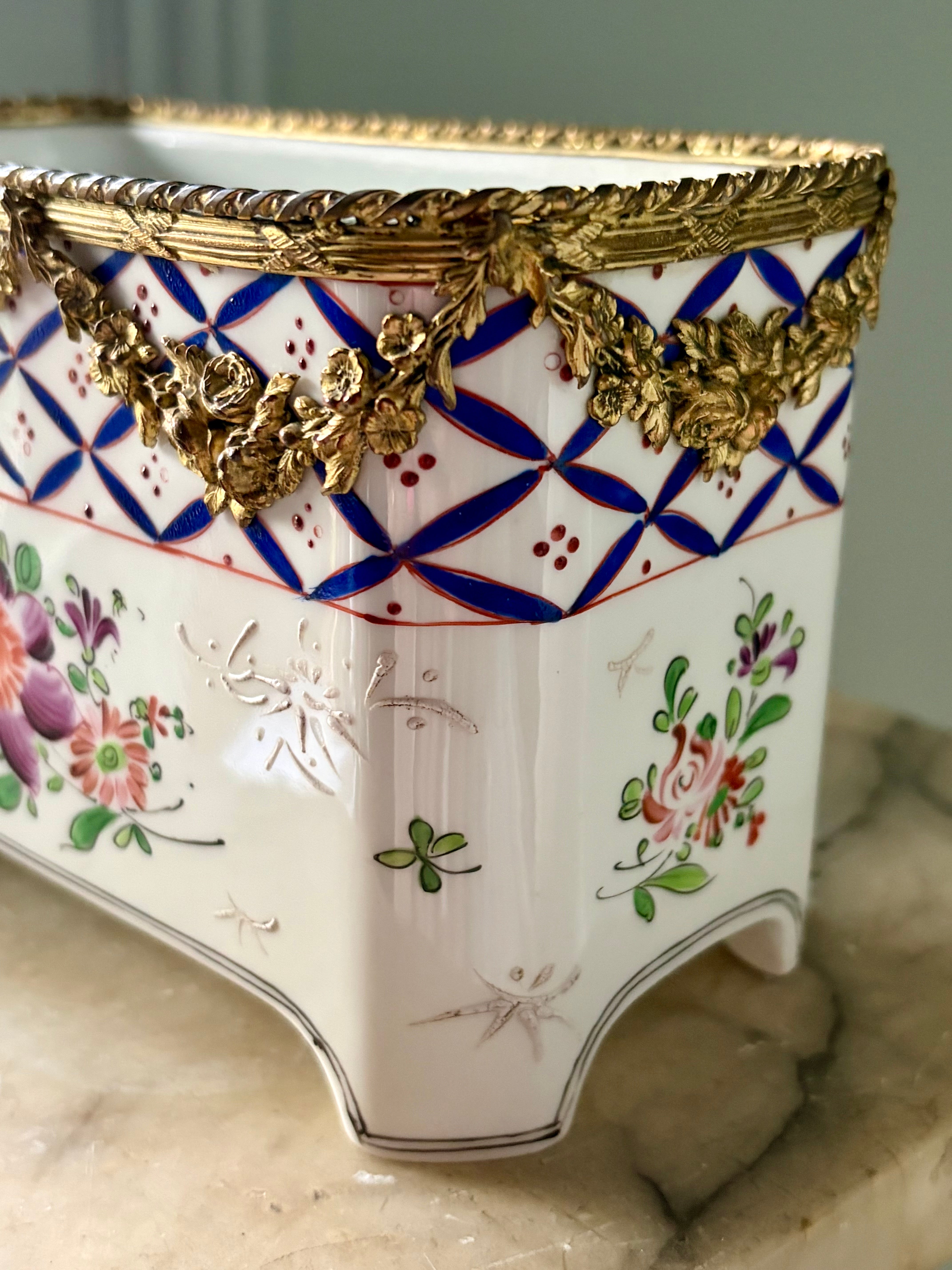 Porcelain Jardinière, Gilt-Bronze Ormolu Mounts, in the Manner of Samson