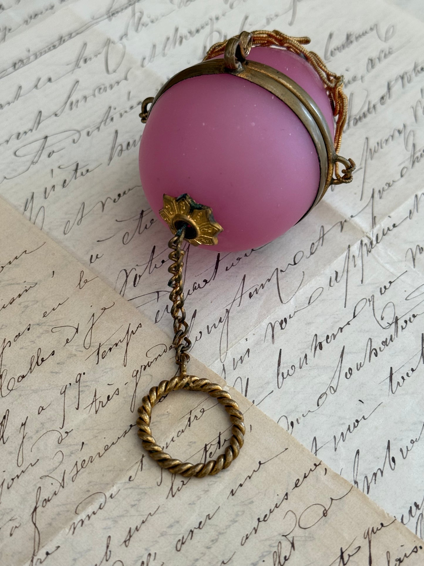 French Pink Opaline Egg Casket