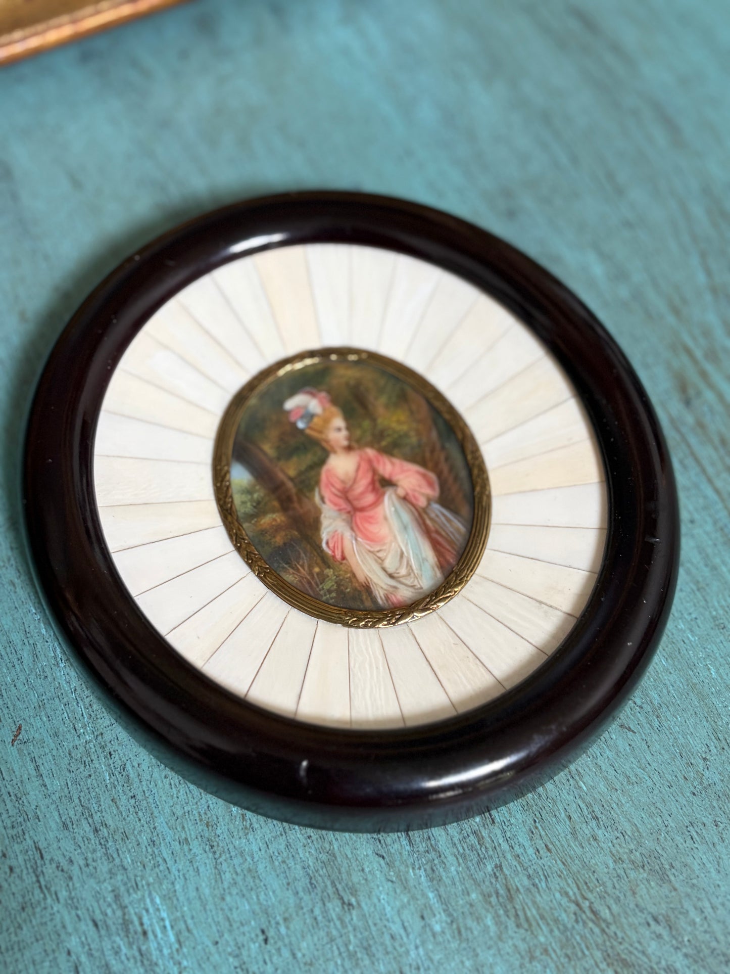 Antique French Hand-Painted Portrait