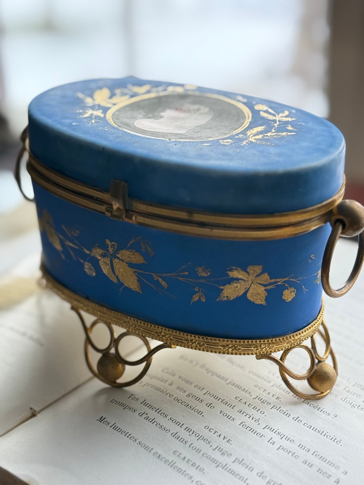 French Perfume Casket with Opaline Bottles