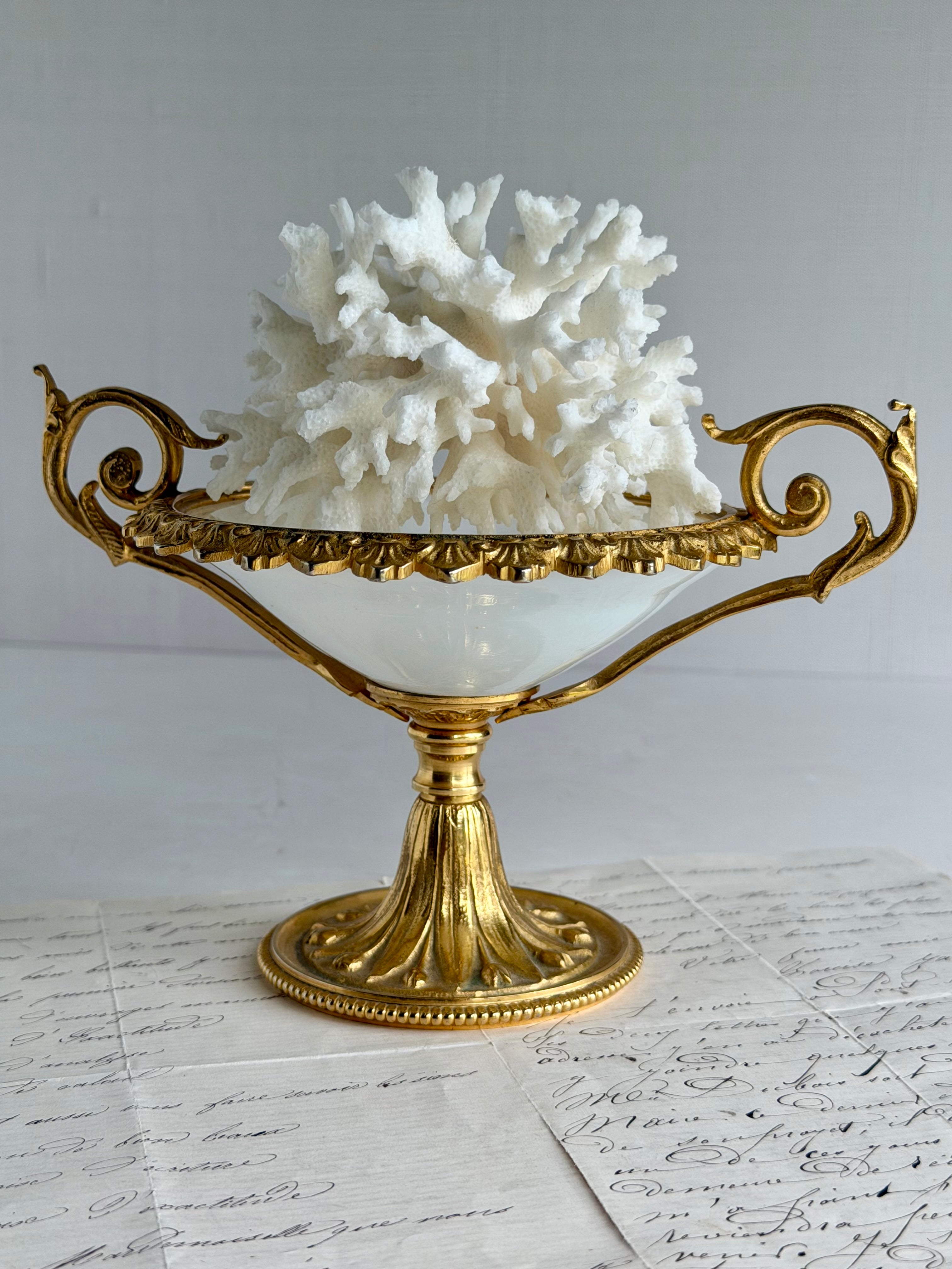 Antique Opaline & Gilt Bronze Tazza