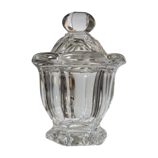 Signed Baccarat Crystal Mustard / Condiment Jar — Missouri / Harcourt Pattern