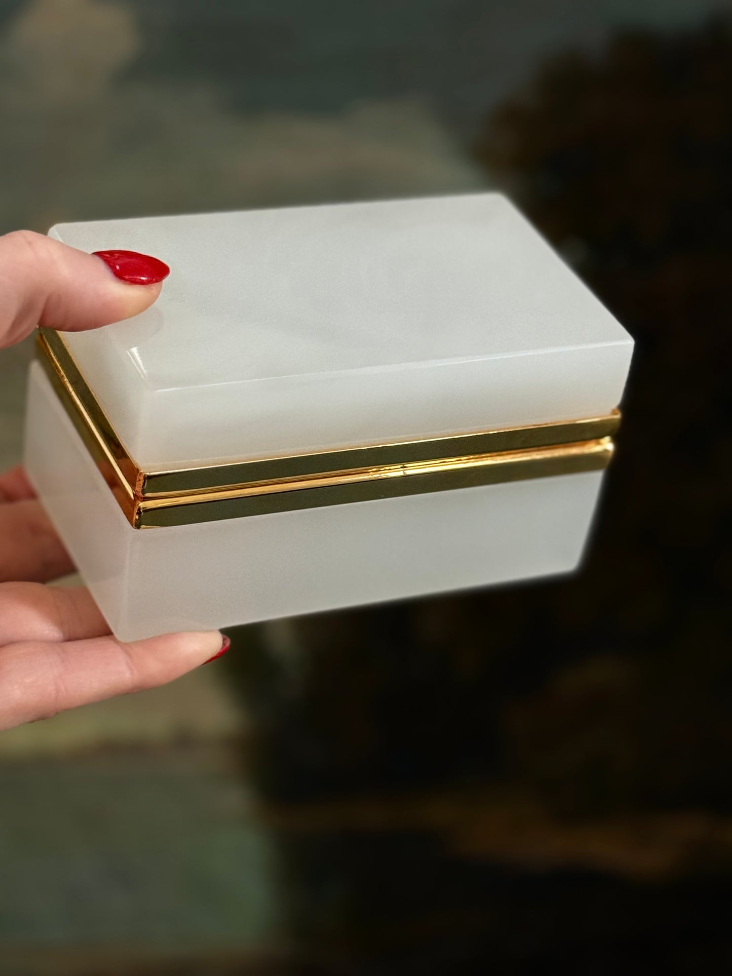 Vintage White Opaline Casket