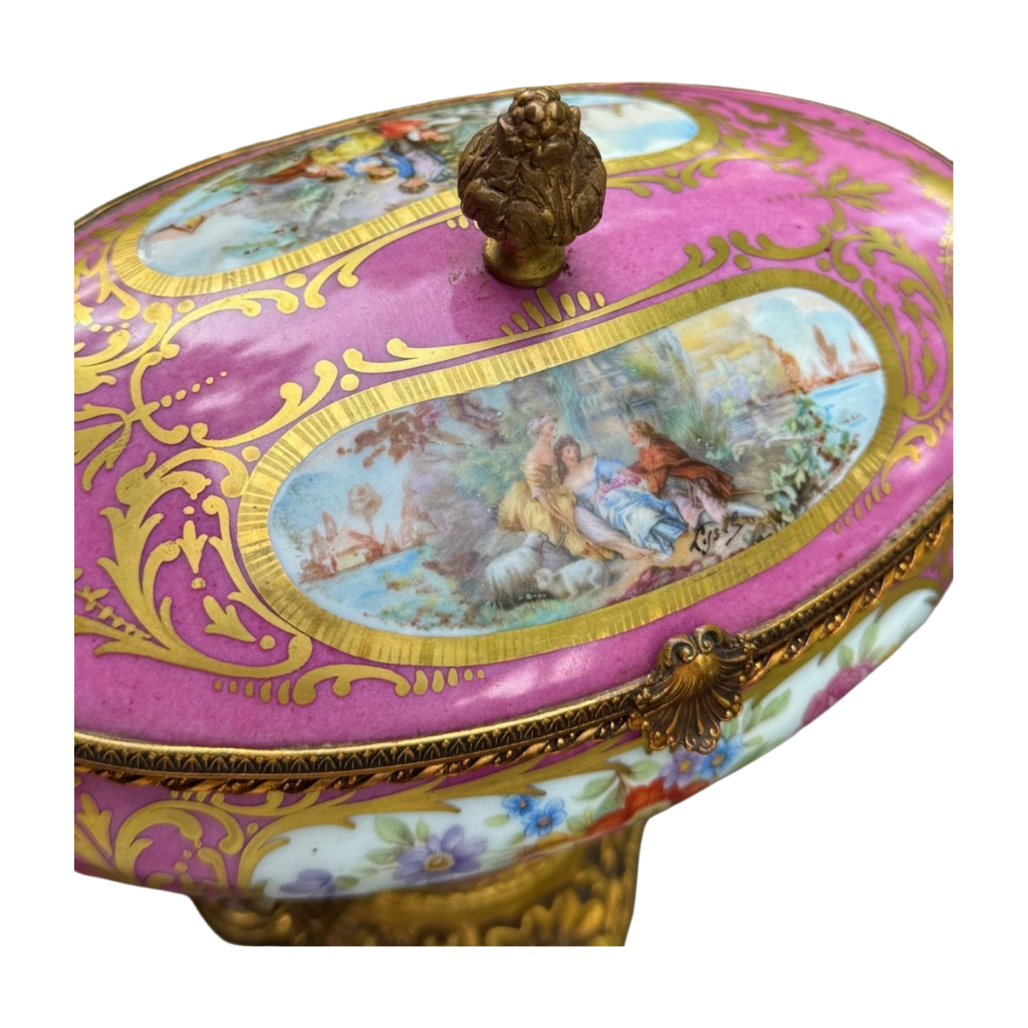 Antique French Sèvres Porcelain & Gilt Bronze Lidded Casket