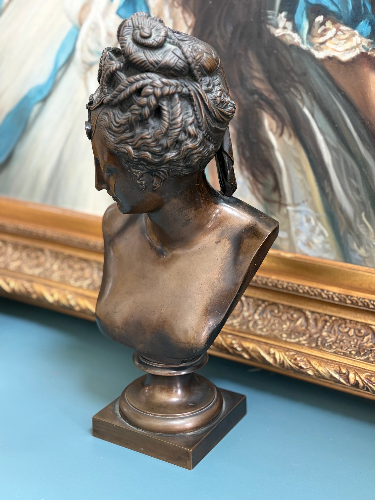 Antique Bronze Bust of Diana the Huntress