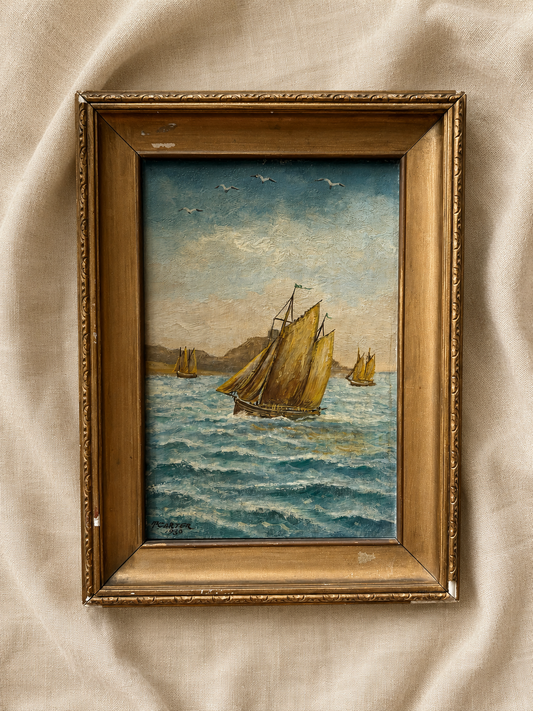 1930’s Vintage Oil on Board Seascape Painting