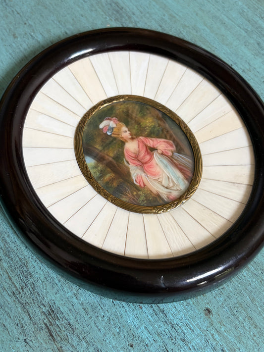 Antique French Hand-Painted Portrait