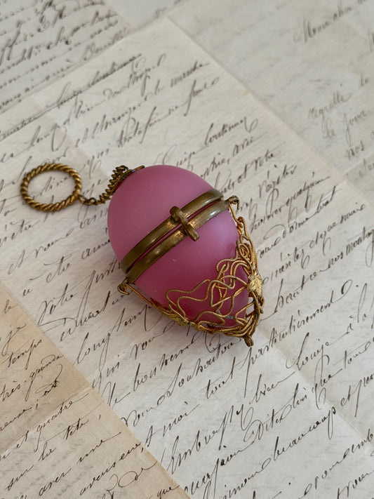 French Pink Opaline Egg Casket