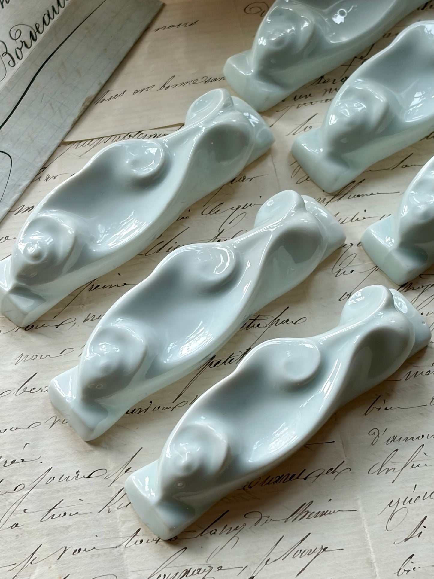 French Porcelain Knife Rests, Set of 6 sourced in France