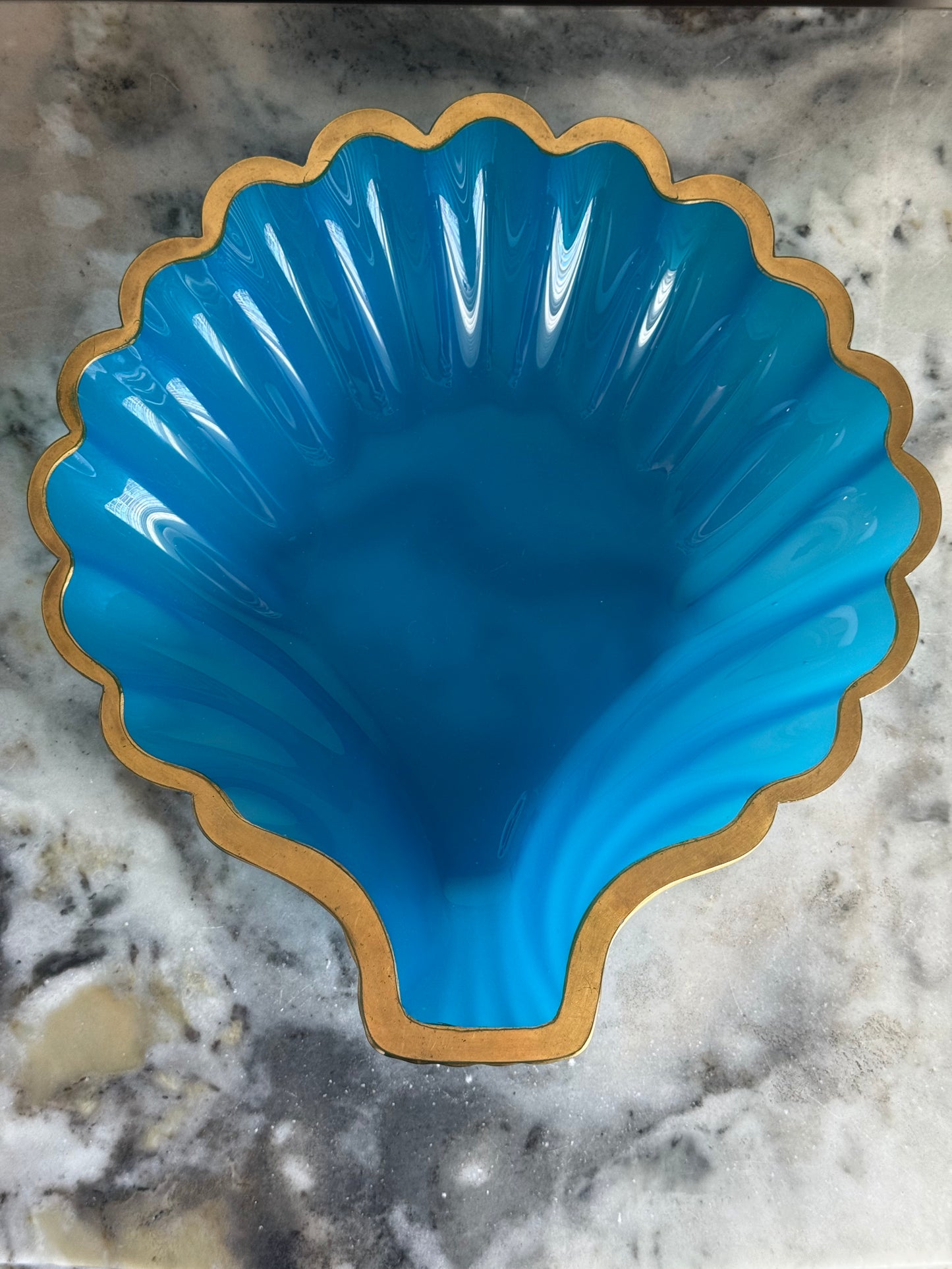 Blue Italian Opaline Shell Dish
