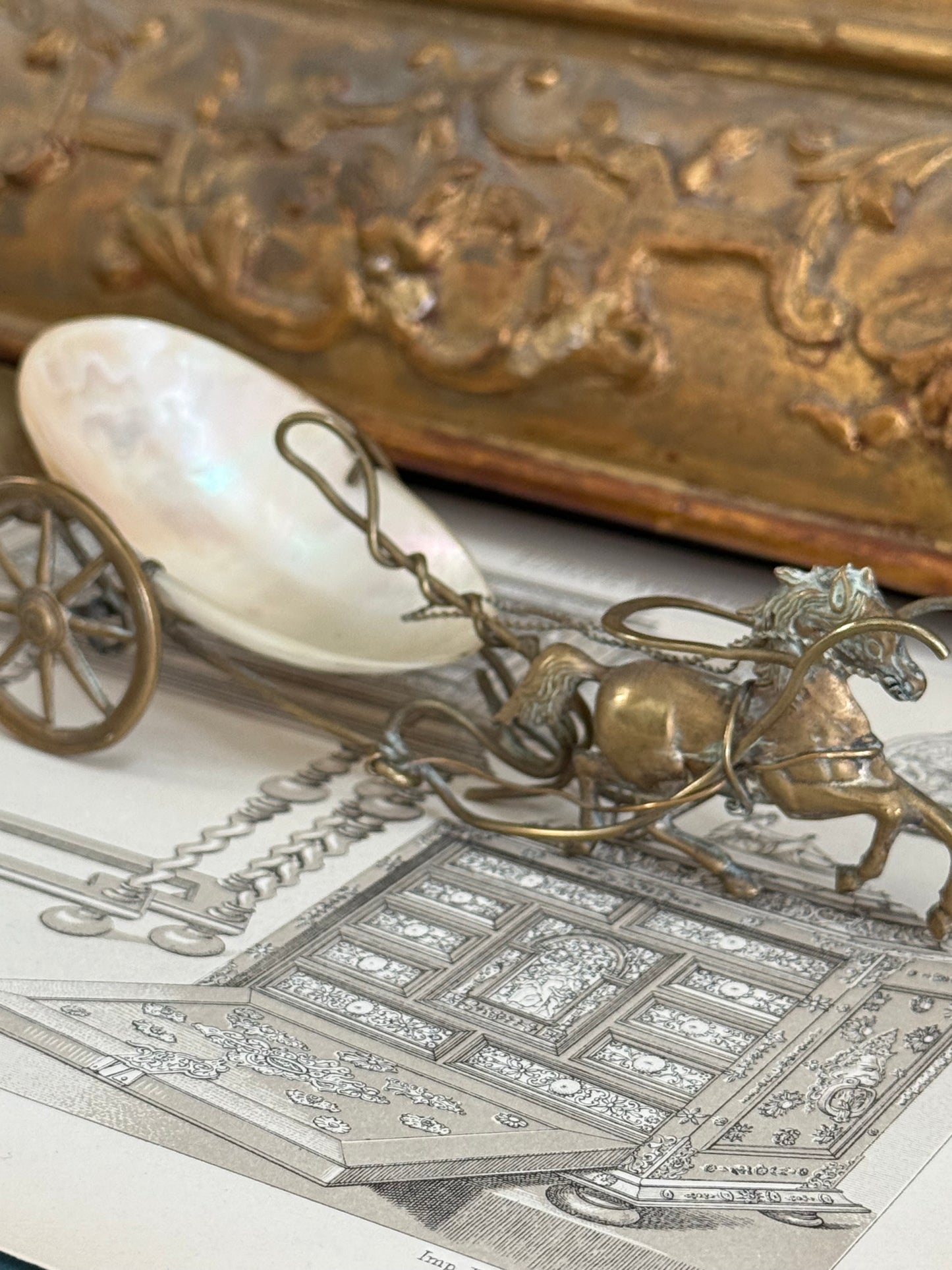 Antique French Palais Figural Sleigh with Horse