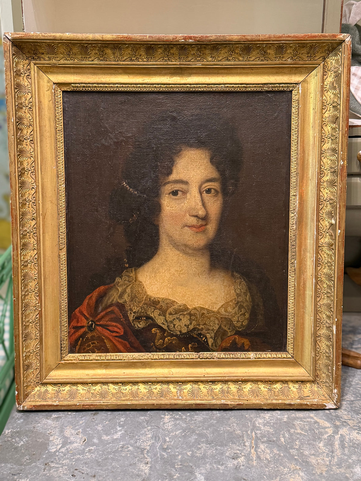 Antique French Portrait of a Lady in Gilt Frame
