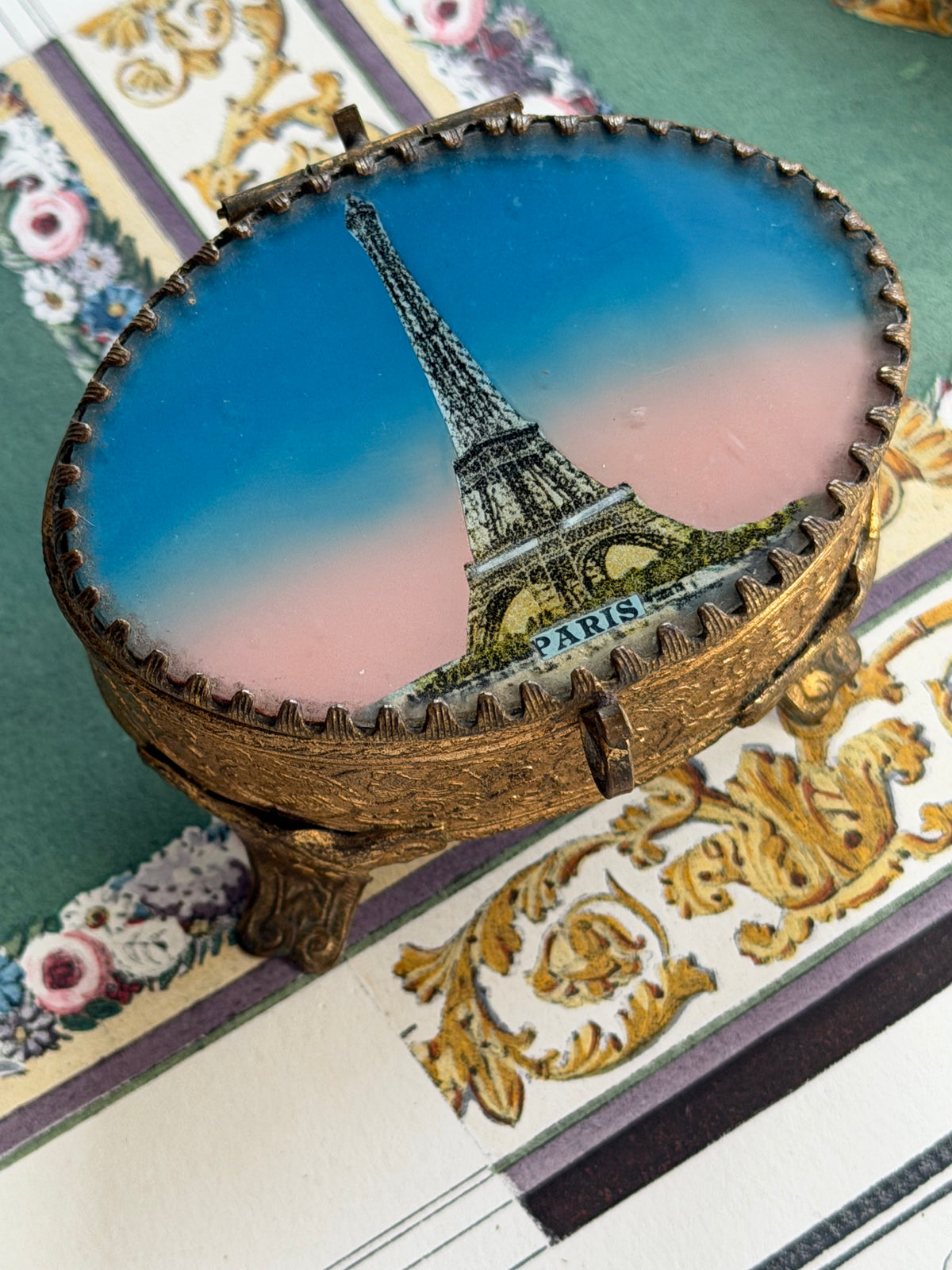 Antique French Eiffel Tower Souvenir Casket