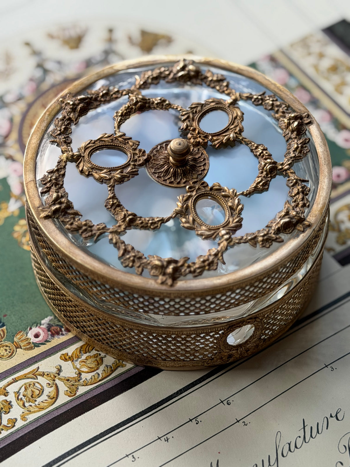 Antique French Ormolu and Crystal Lidded Box