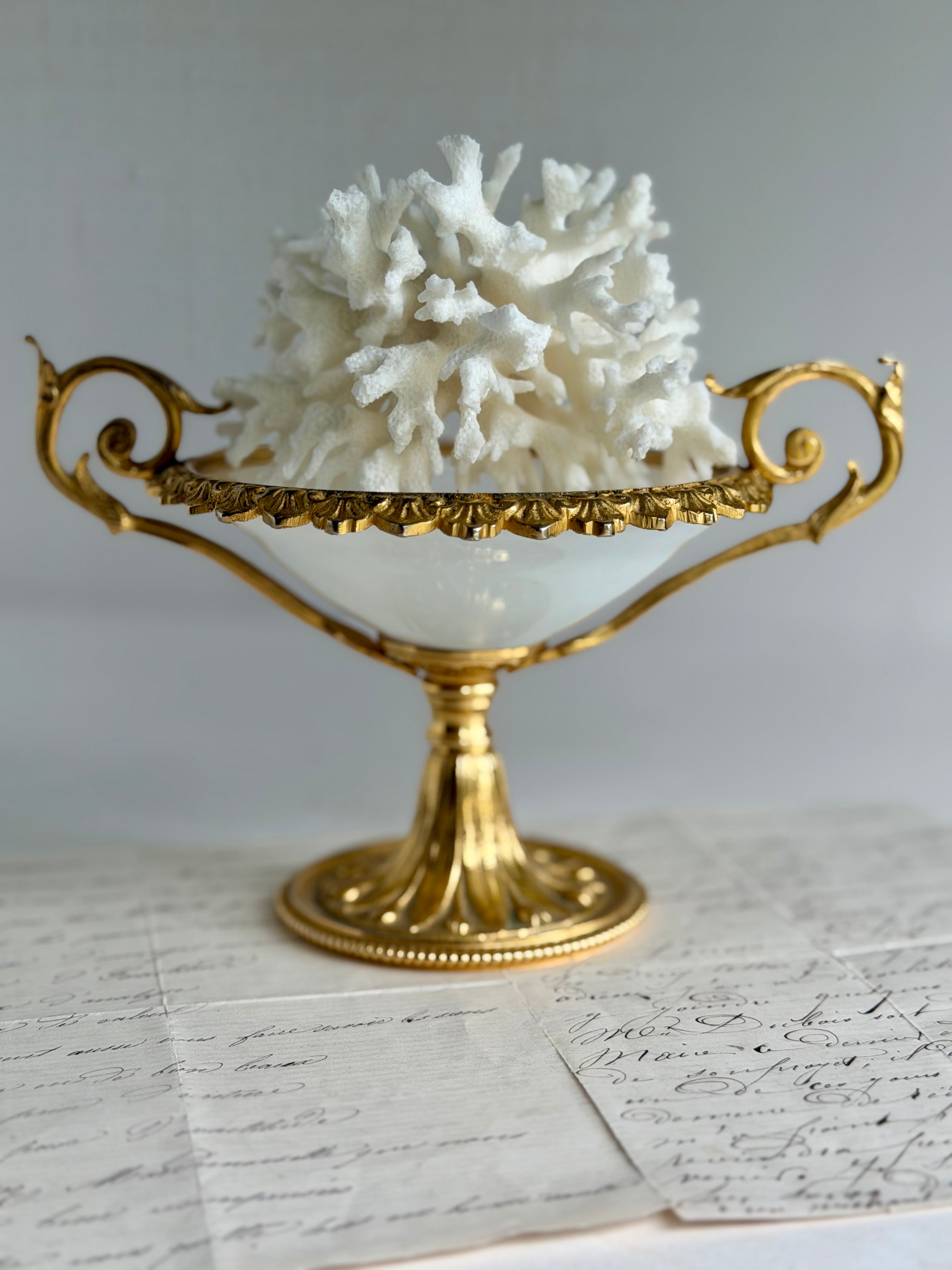 Antique Opaline & Gilt Bronze Tazza