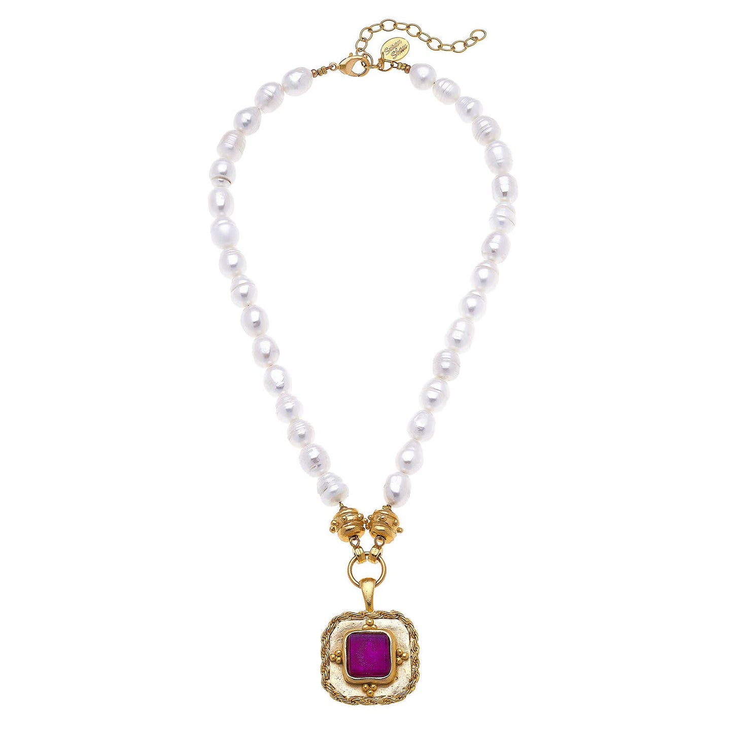 Fuchsia French Glass Pearl Necklace