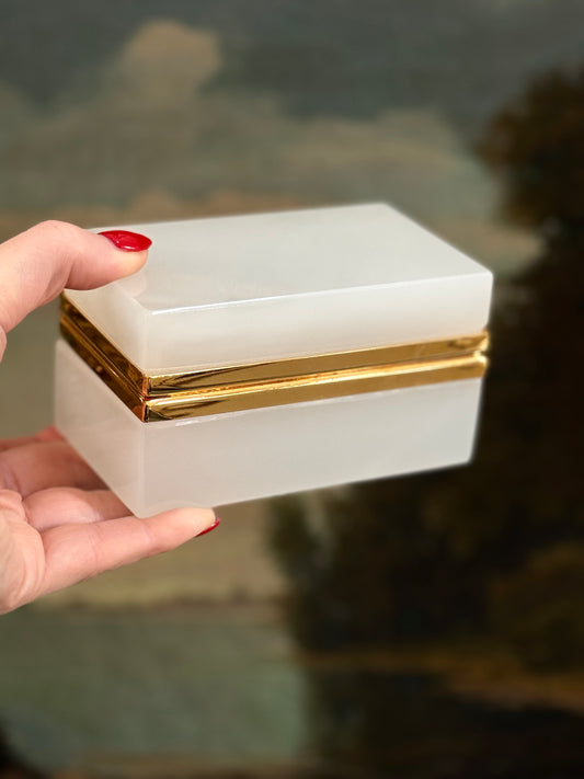 Vintage White Opaline Casket