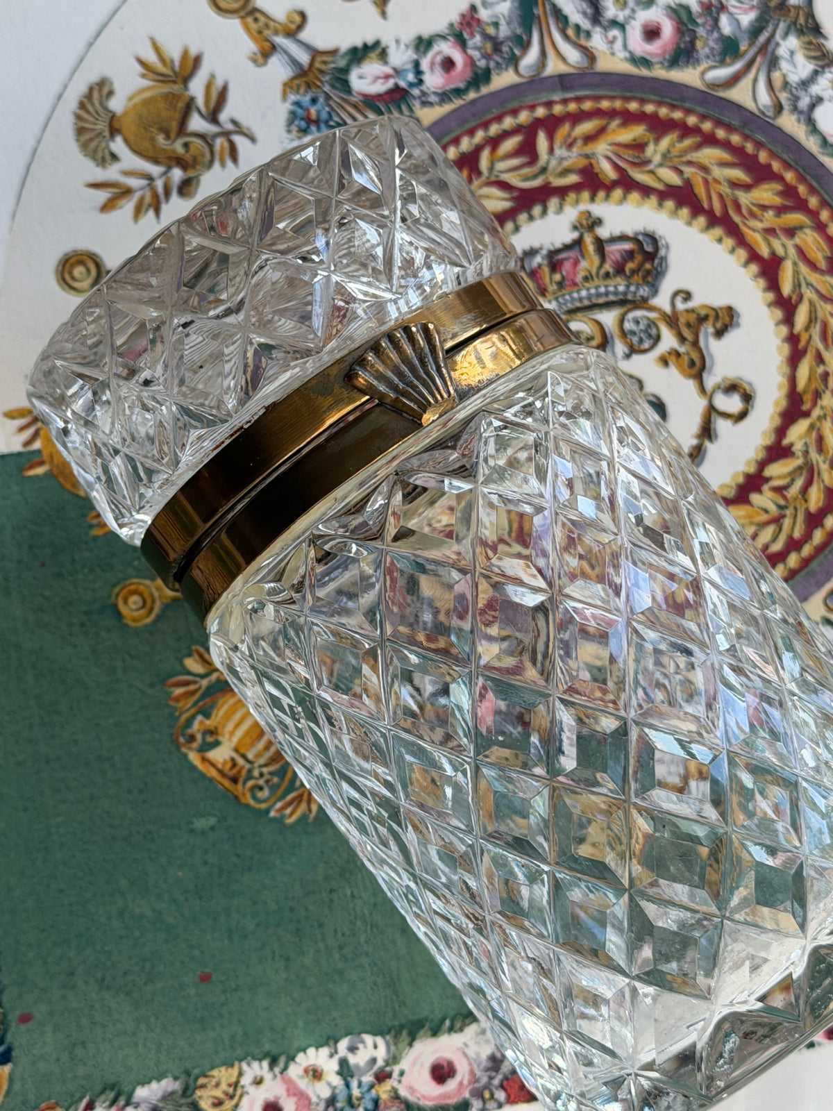 Antique French Cut Crystal Casket with Gilt Mounts