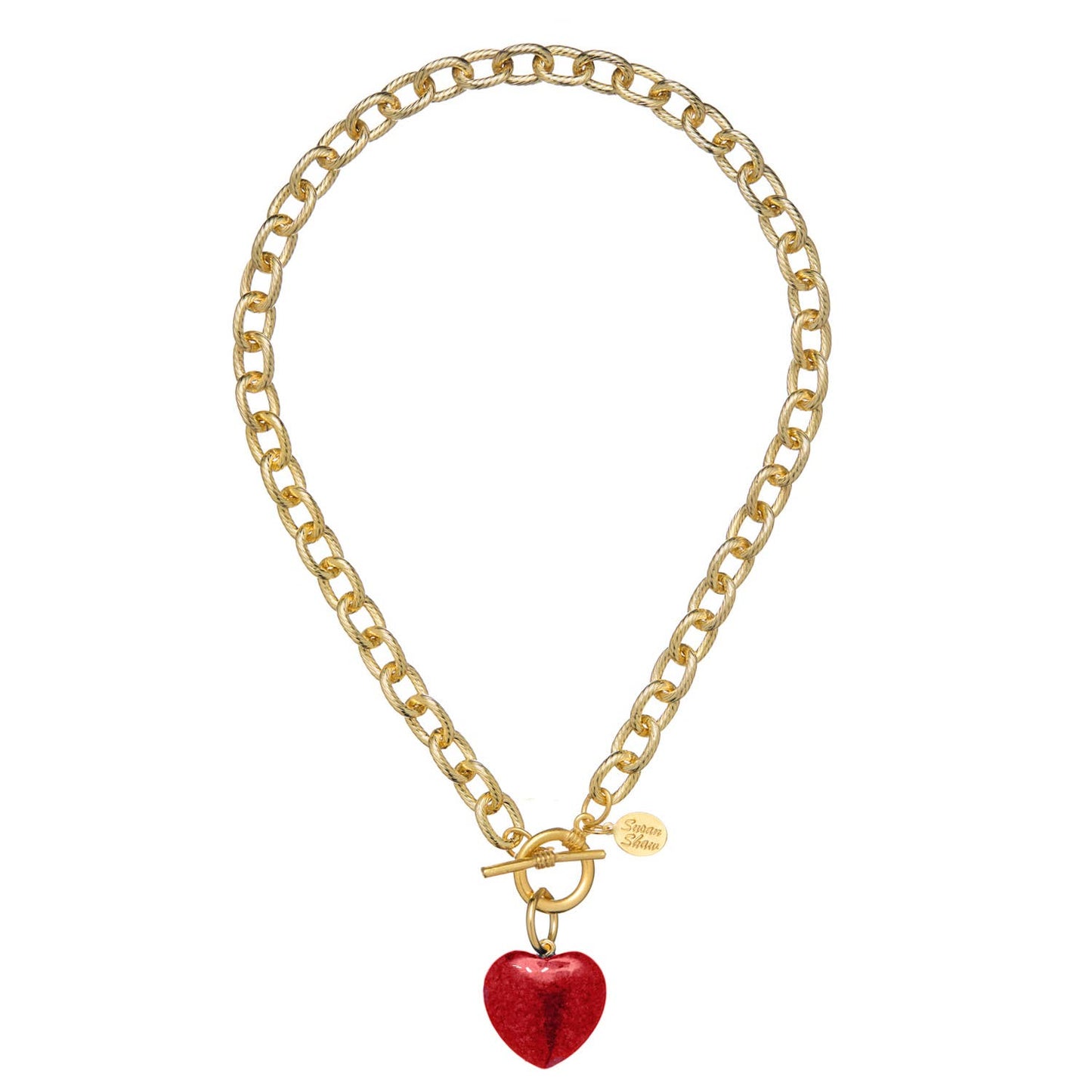Stone Heart Toggle Necklace: Green Jade