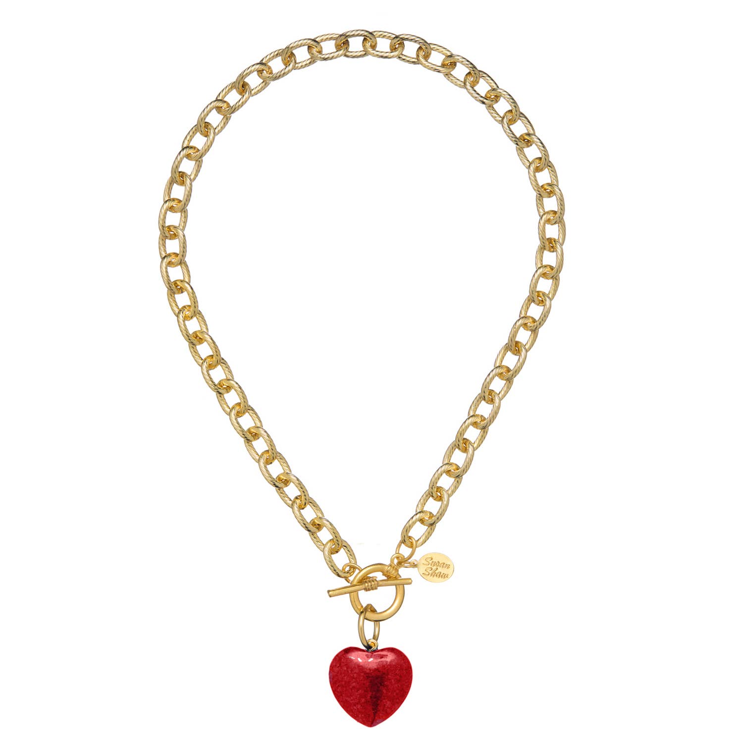 Stone Heart Toggle Necklace: White Turquoise