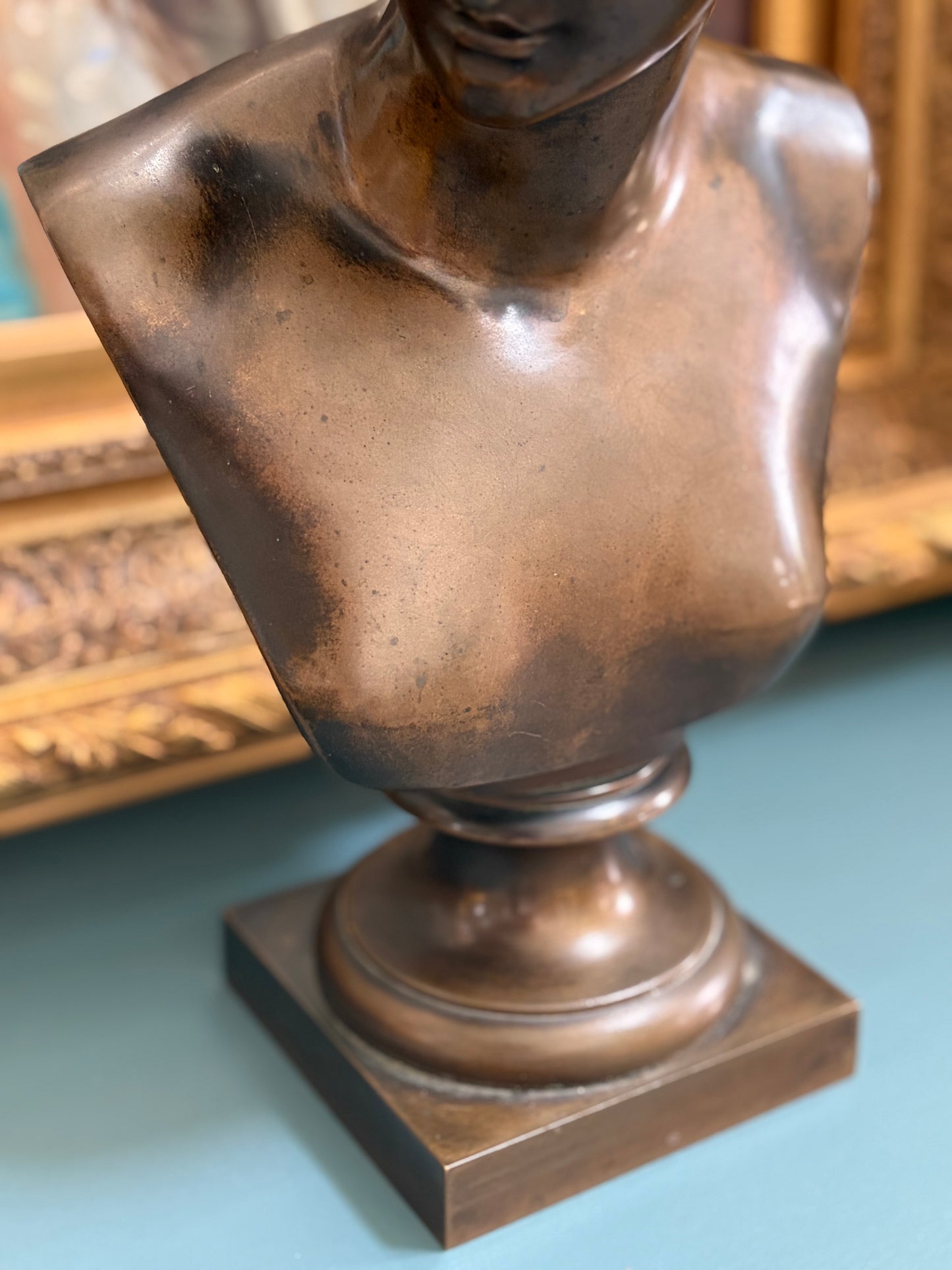 Antique Bronze Bust of Diana the Huntress
