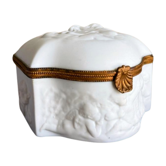 French Limoges Porcelain Bisque Casket