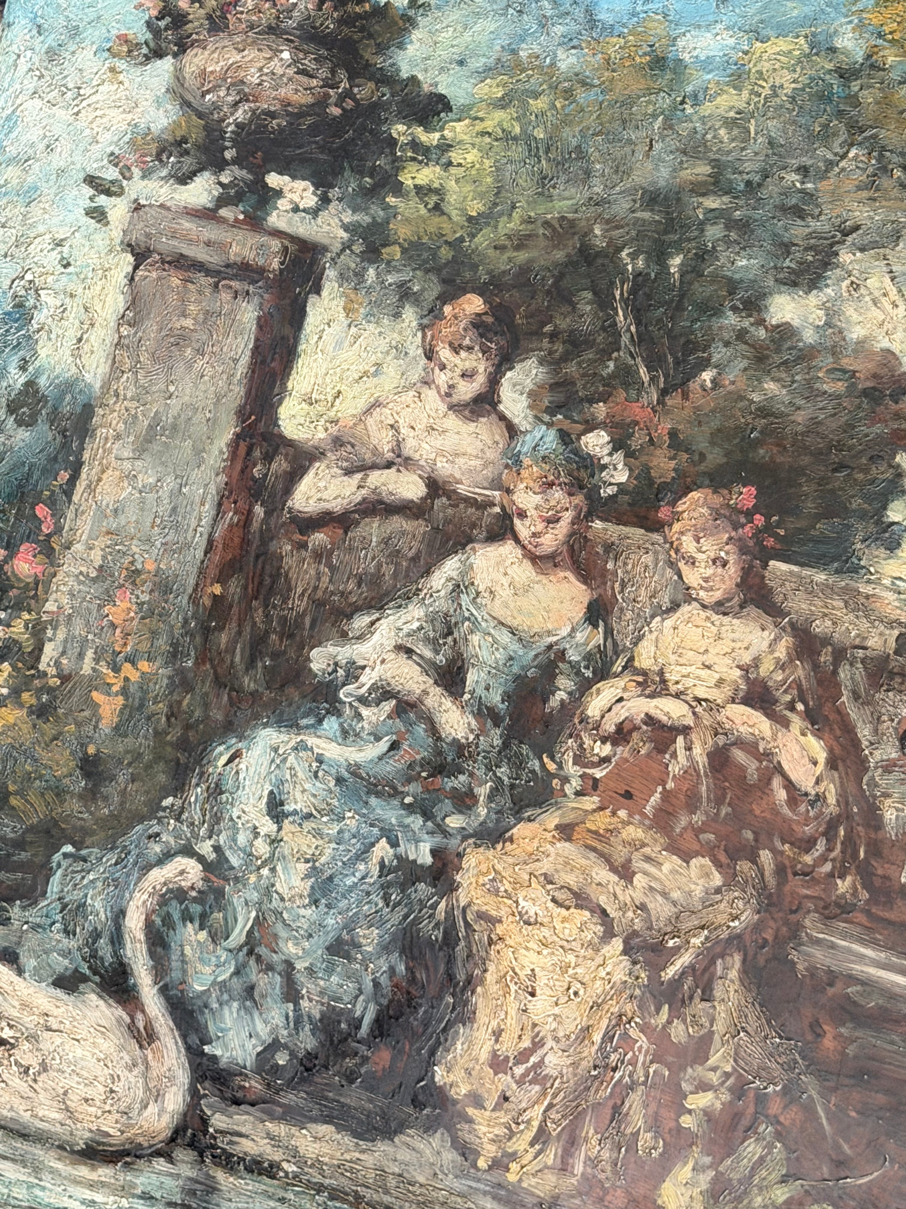 Antique French Oil Painting, Attributed to Henri Rolland, in the Manner of Monticelli (note disclaimer in description)