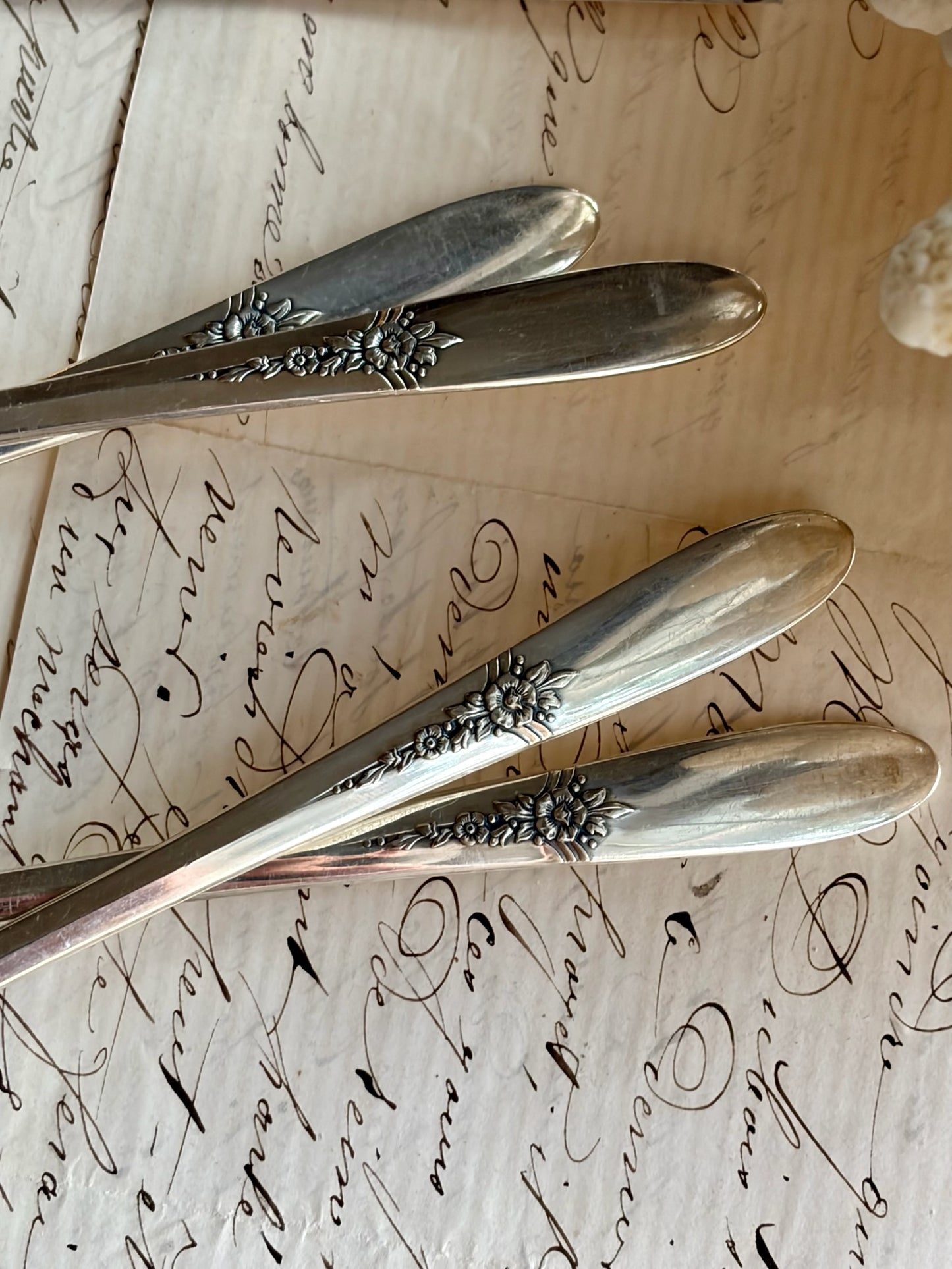 Carleton Silver Plate Cocktail Forks, Set of 4