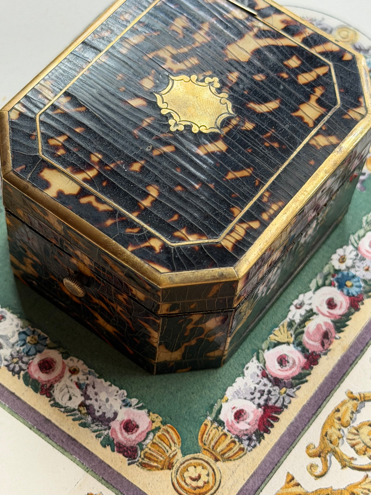 Antique French Tahan Paris Pocket Watch Box with Tortoiseshell Veneer