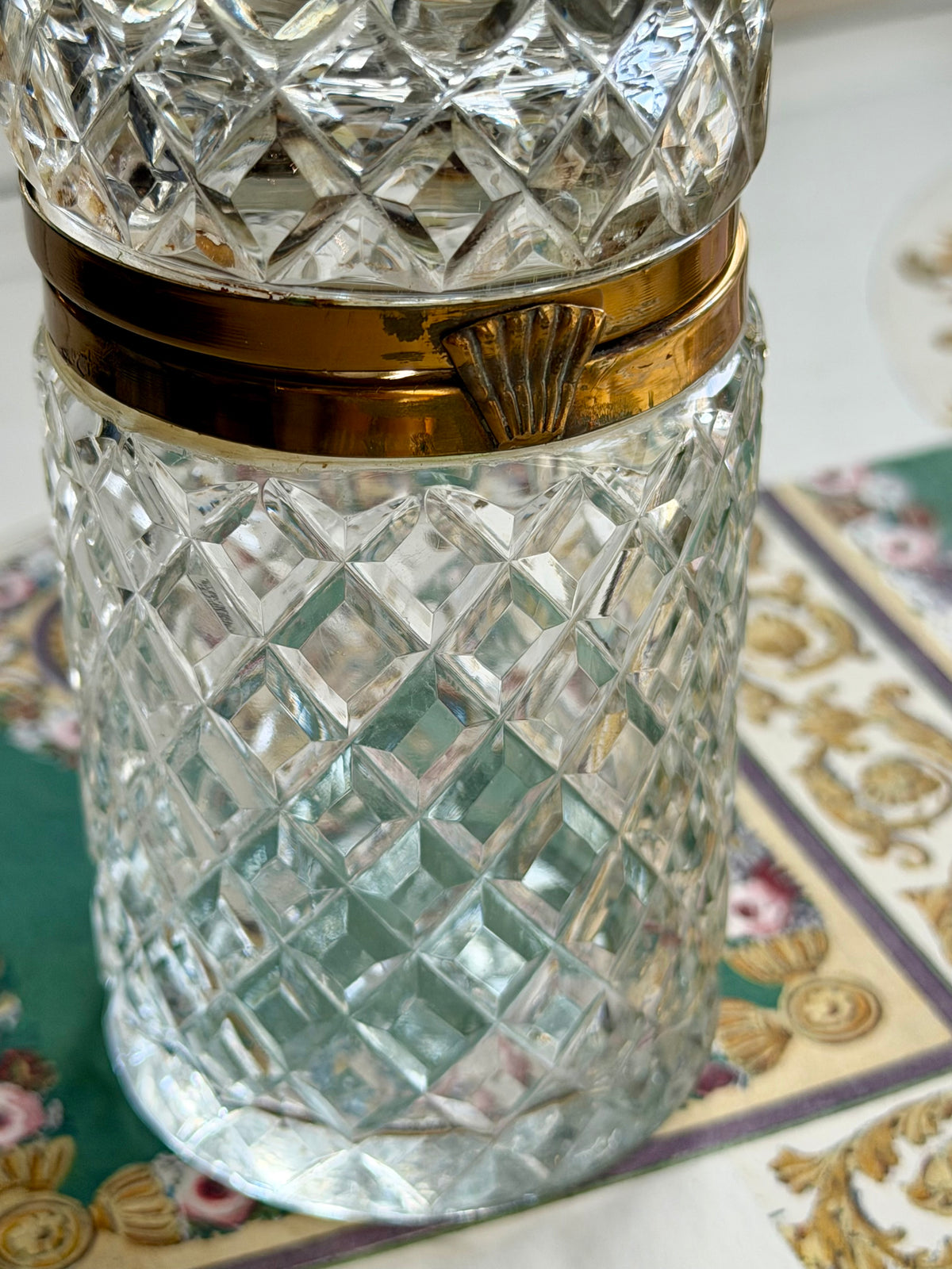 Antique French Cut Crystal Casket with Gilt Mounts