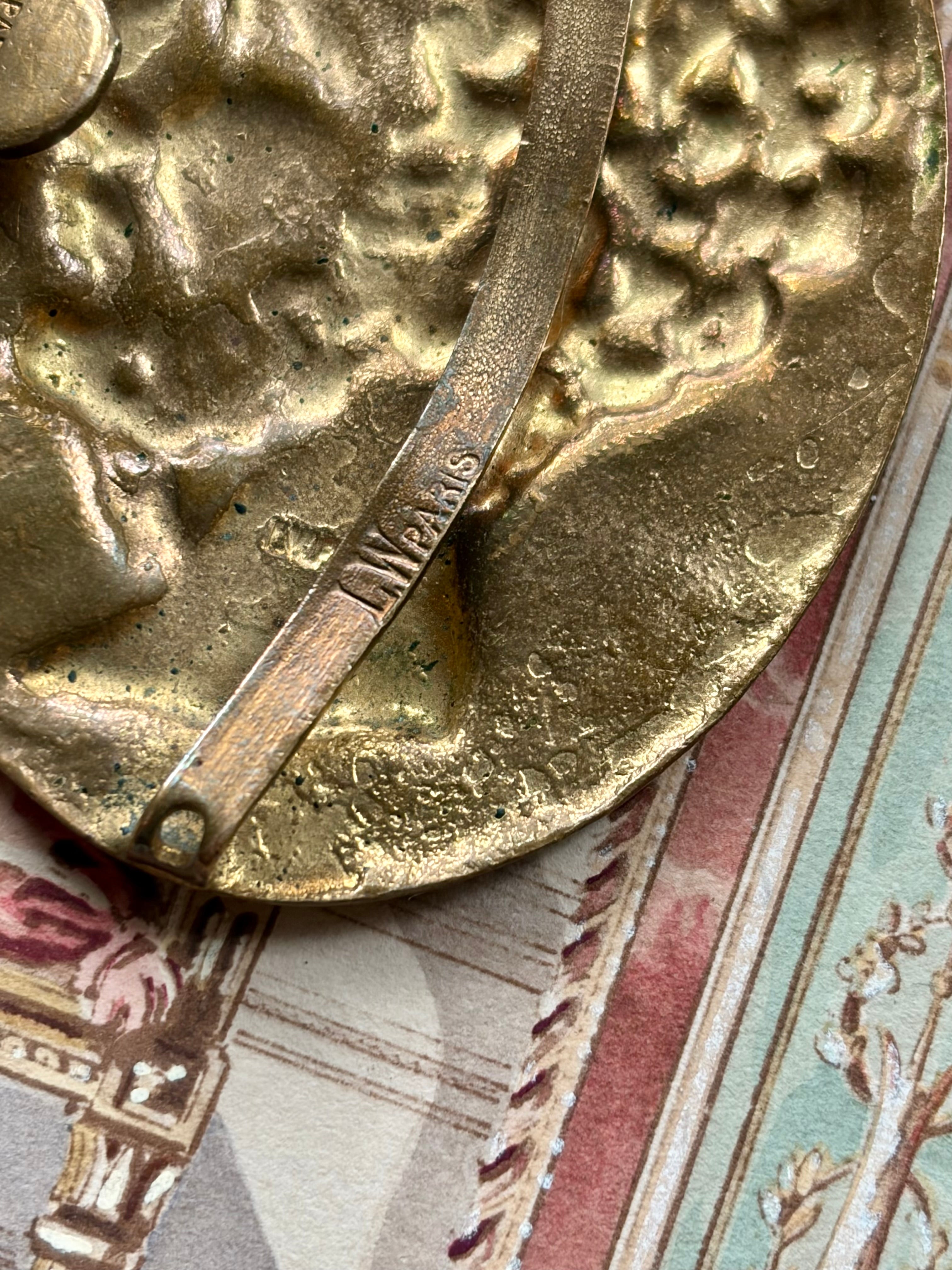 French Bronze Roman Emperor Belt Buckle