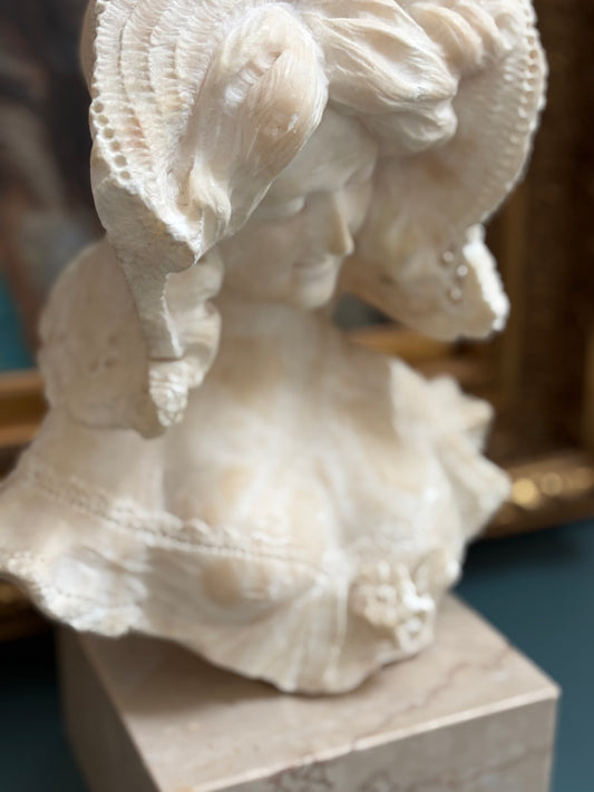 Antique Alabaster Bust of a Lady