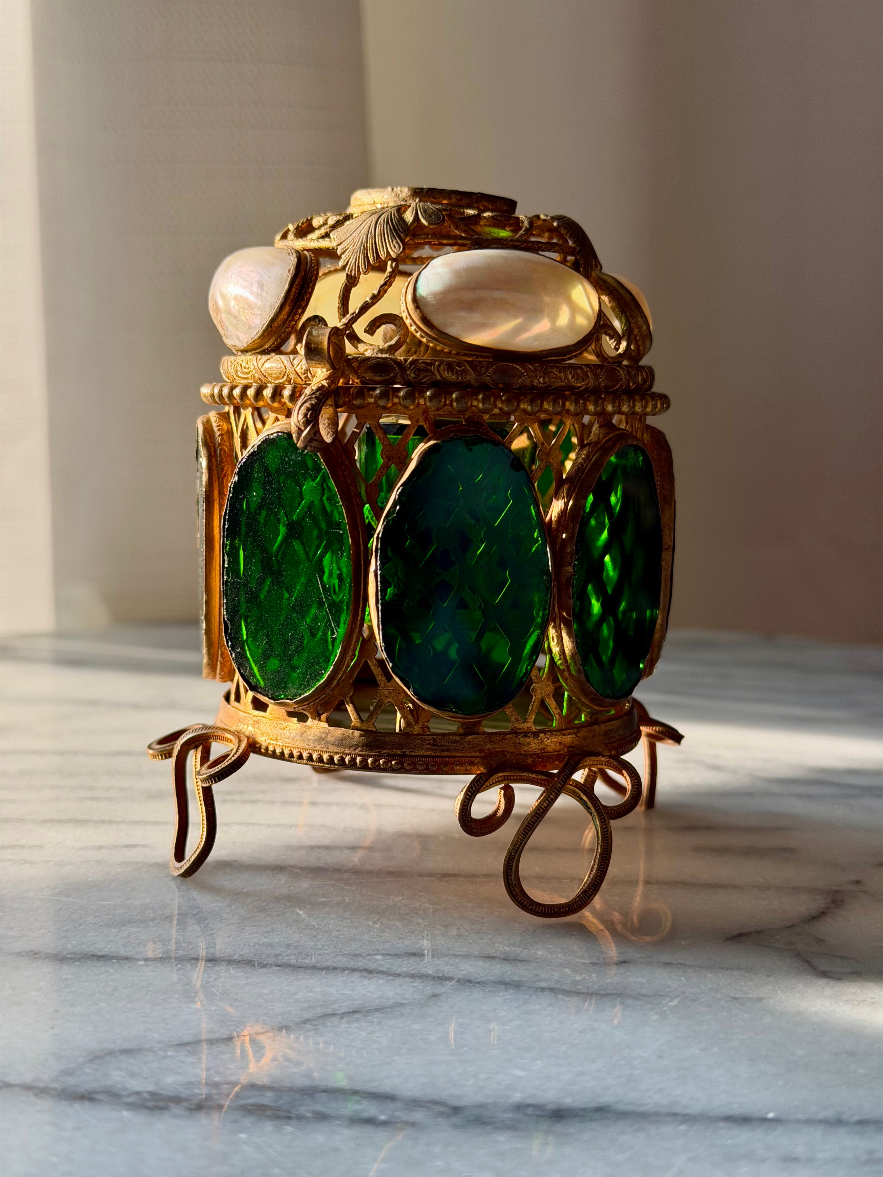 Antique Decorative Boxes — Opaline, Crystal & Mother of Pearl