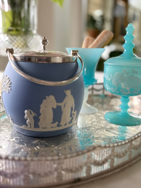 Light Blue Wedgwood Biscuit Barrel