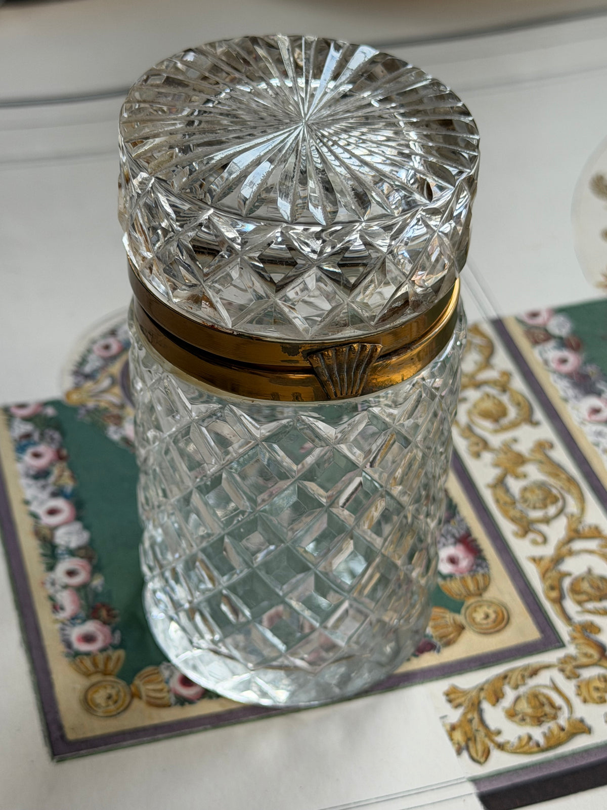 Antique French Cut Crystal Casket with Gilt Mounts